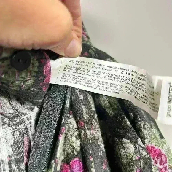 ZARA Lightweight Crepey Semi Sheer Wide Leg Ibiza Floral Pants Women Medium - Picture 6 of 10